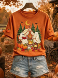 Halloween Ghost Camping T-Shirt Autumn Themed Shirt Cute Halloween Gift For Her - Merchluma