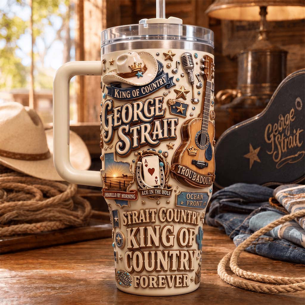 George Strait Merch King Of Country Forever Tumbler Best Gifts For Music Lovers - Merchluma