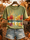 Autumn Trees Reflection T-Shirt Nature Landscape Autumn Present Gift - Merchluma