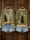 Boo Black Cat Pumpkin Cardigan Spooky Holiday Present Ideas For Her - Merchluma