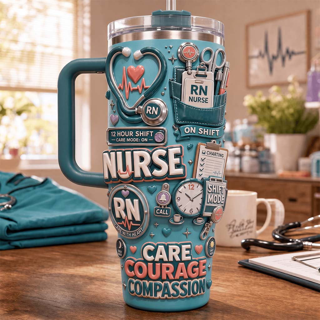 Nurse Care Courage Compassion Tumbler Pride Nurse Cup Gift Ideas For Her - Merchluma