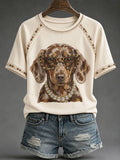 Dapple Dachshund Shirt Leopard Glasses Wiener Dog T-Shirt Pet Lover Gift For Women - Merchluma