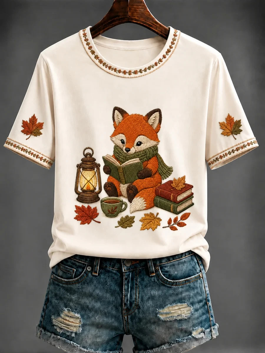 Fox Autumn Leaves Shirt Cute Animal Shirt Cozy Fall Clothes Gift For Fox Lovers - Merchluma