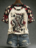 Gothic Skull Poker Element T-Shirt Spooky Season Apparel Halloween Gift For Her - Merchluma