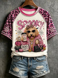 Spooky Pink Leopard Poodle Halloween Shirt Goldendoodle Pumpkin T-Shirt Bootiful Halloween Gift - Merchluma