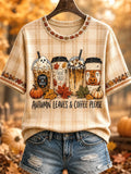 Autumn Leaves And Coffee Please T-Shirt Cute Halloween Outfits Gift For Coffee Lovers - Merchluma