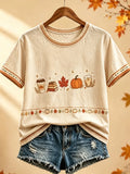 Autumn Maple Leaf T-Shirt Casual Outfits Autumn Themed Apparel Gift For Her - Merchluma