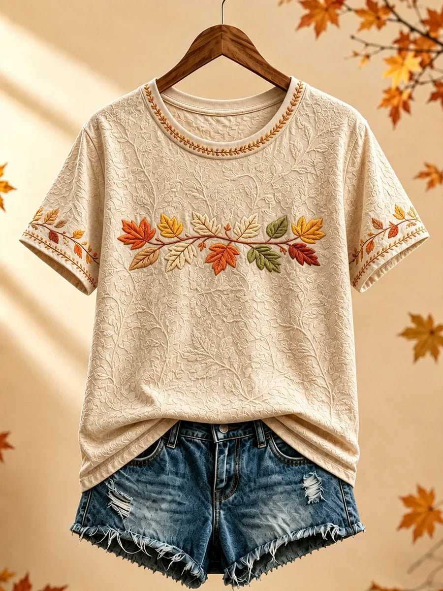 Autumn Maple Leaf T-Shirt Cute Fall Clothes Birthday Gift For Sisters - Merchluma
