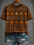 Autumn Leaves Pumpkin T-Shirt Fall Inspired Outfit Present Ideas For Her - Merchluma