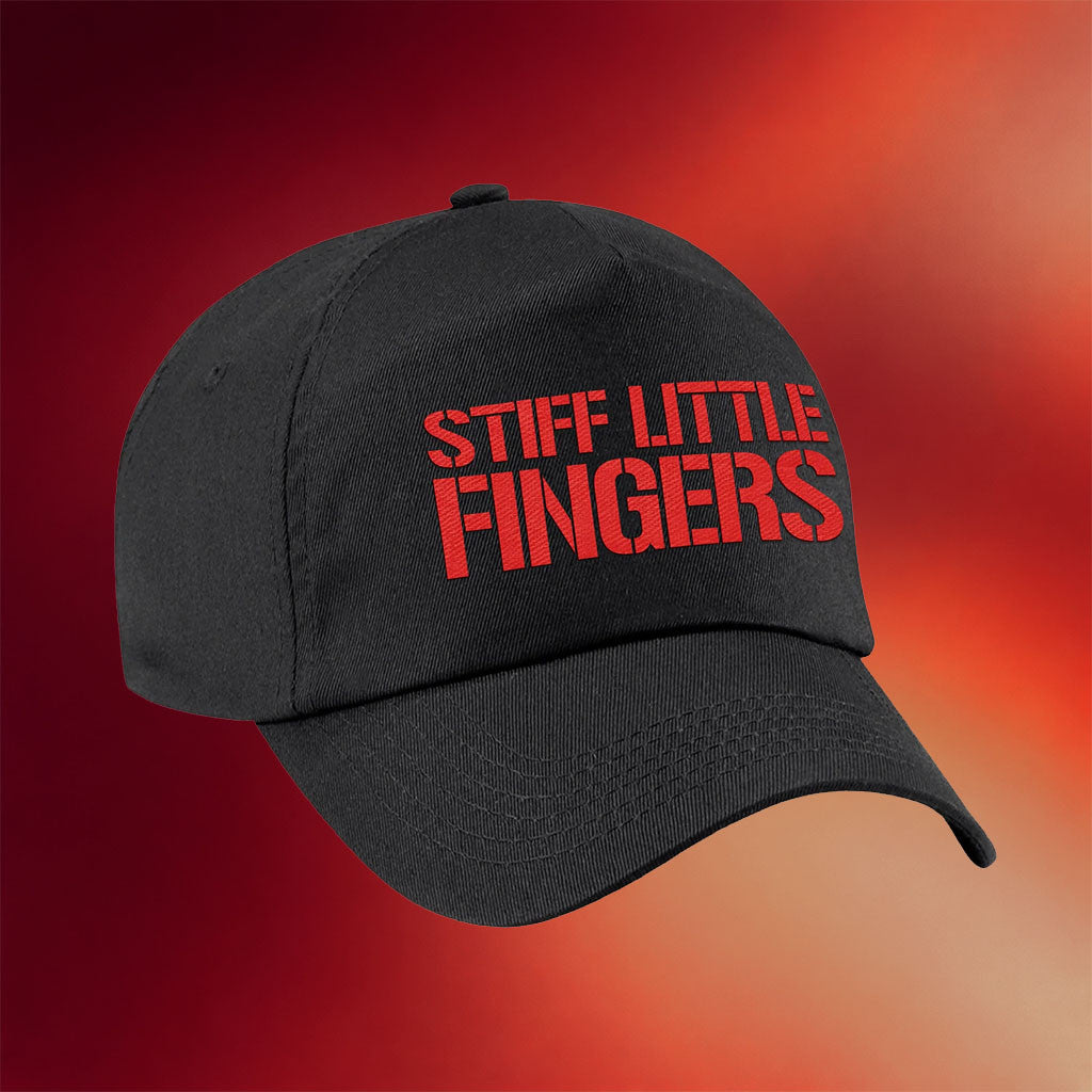 Stiff Little Fingers Merch Red Logo Hat Embroidered Stiff Little Fingers Cap Gifts For Rock Lovers - Merchluma