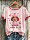 Breast Cancer Theme Cute Dog Heart T-Shirt Paws For A Cure Shirt Breast Cancer Warrior Gifts - Merchluma