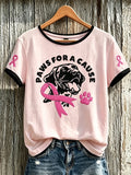 Breast Cancer Theme Cute Dog T-Shirt Paws For A Cause Shirt Breast Cancer Awareness Merch - Merchluma