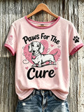Breast Cancer Theme Cute Dog T-Shirt Paws For A Cure Shirt Breast Cancer Awareness Apparel - Merchluma