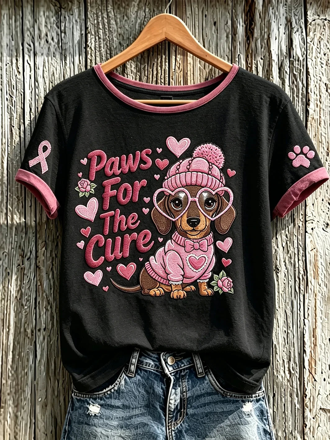 Breast Cancer Theme Cute Dog T-Shirt Breast Cancer Awareness Merch Gift For Her - Merchluma