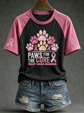 Breast Cancer Theme Paws For The Cure Slogan Cute Dog T-Shirt Present For Dog Lovers - Merchluma