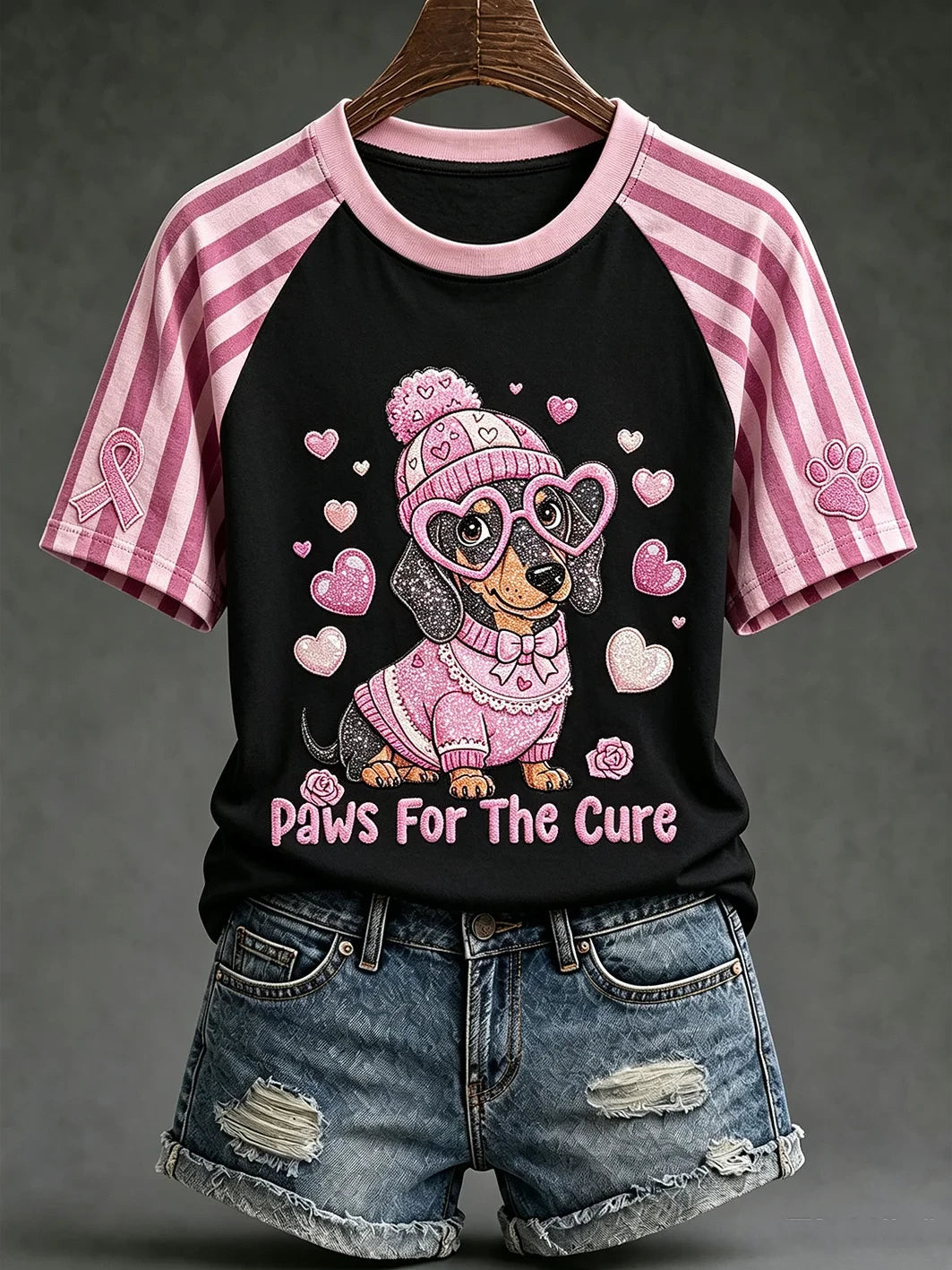 Breast Cancer Theme Cute Dog T-Shirt Breast Cancer Awareness Apparel Gift for Dog Mom - Merchluma