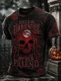 Hello Darkness My Old Friend T-Shirt Bloody Skull Shirt Halloween Gift For Men - Merchluma