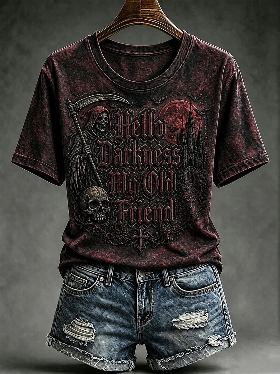 Hello Darkness My Old Friend T-Shirt Grim Reaper Shirt Halloween Gifts For Friends - Merchluma