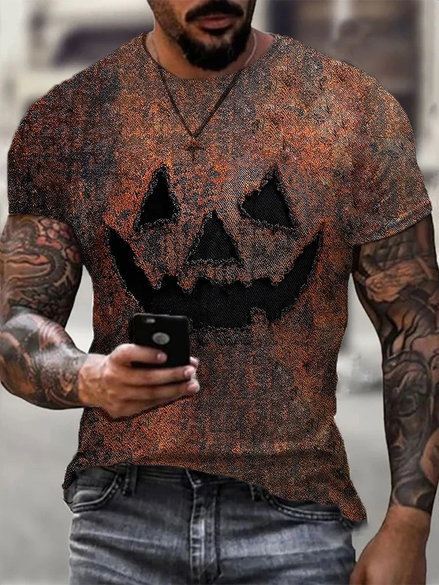 Pumpkin Face Art T-Shirt Jack O Lantern Halloween Shirt Best Gift For Men - Merchluma