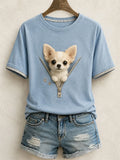 Lovely Chihuahua Felt Art T-Shirt Cute Dog Shirt Best Gift For Chihuahua Lovers - Merchluma