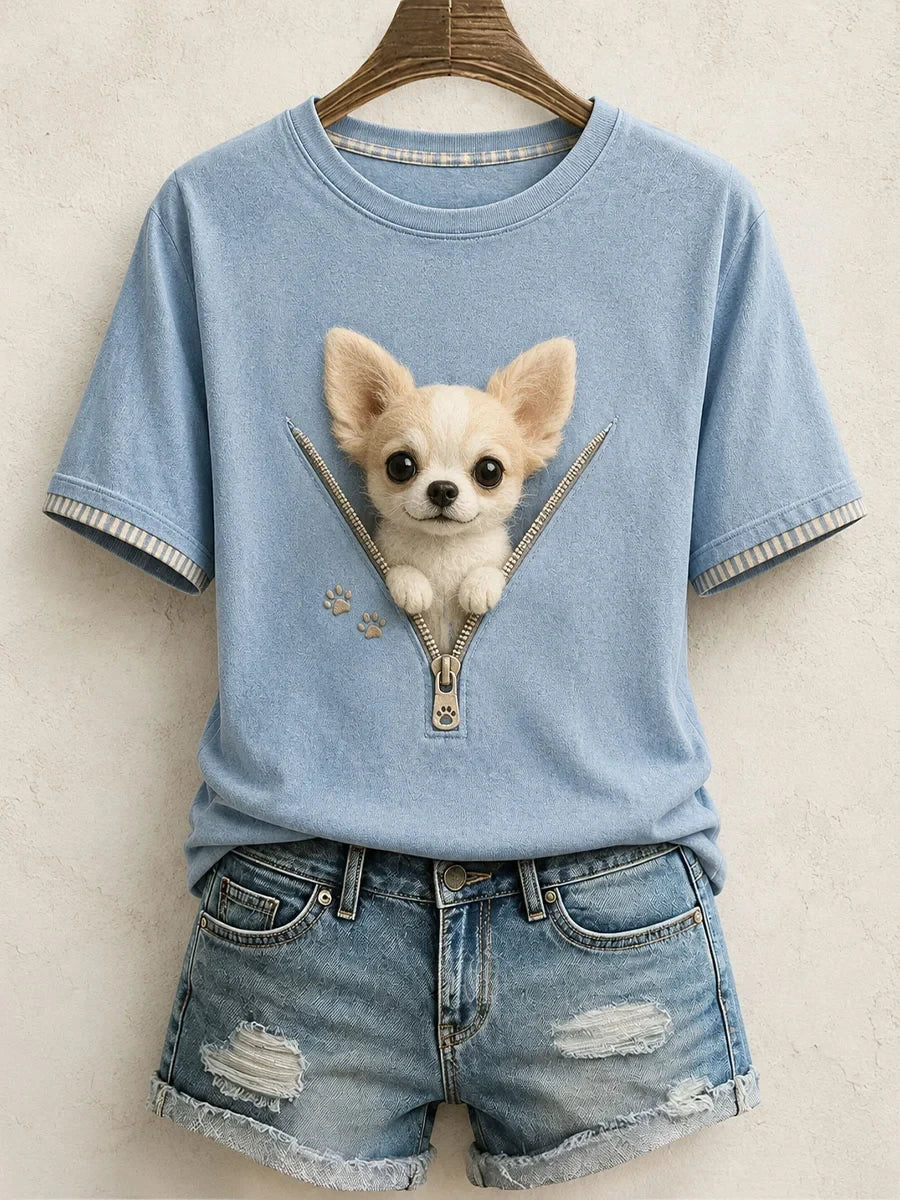 Lovely Chihuahua Felt Art T-Shirt Cute Dog Shirt Best Gift For Chihuahua Lovers - Merchluma