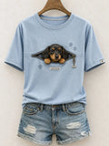 Lovely Dachshund Felt Art T-Shirt Cute Dog Mom Shirt Gift For Sausage Dog Lovers - Merchluma