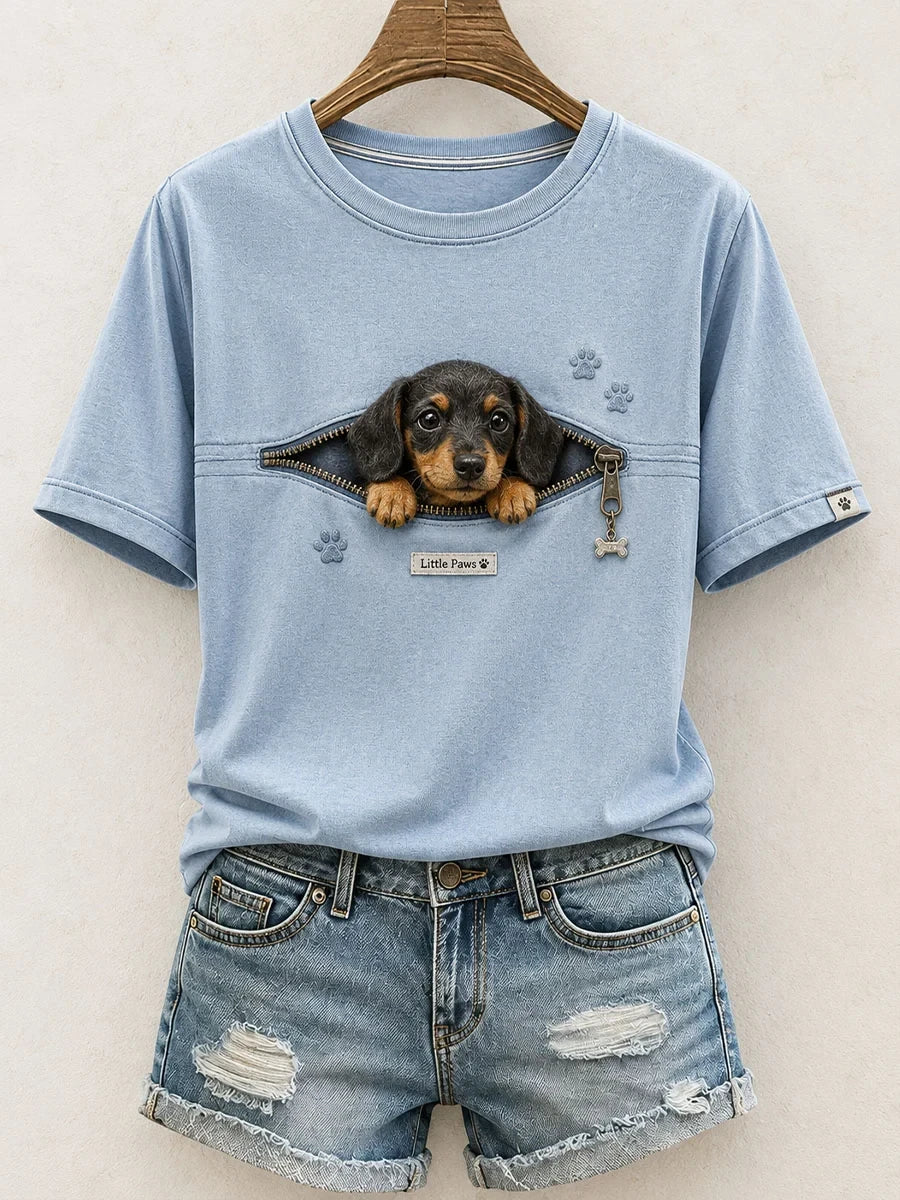 Lovely Dachshund Felt Art T-Shirt Cute Dog Mom Shirt Gift For Sausage Dog Lovers - Merchluma