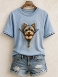 Lovely Yorkshire Terrier Felt Art T-Shirt Cute Animal Apparel Gift For Dog Lovers - Merchluma