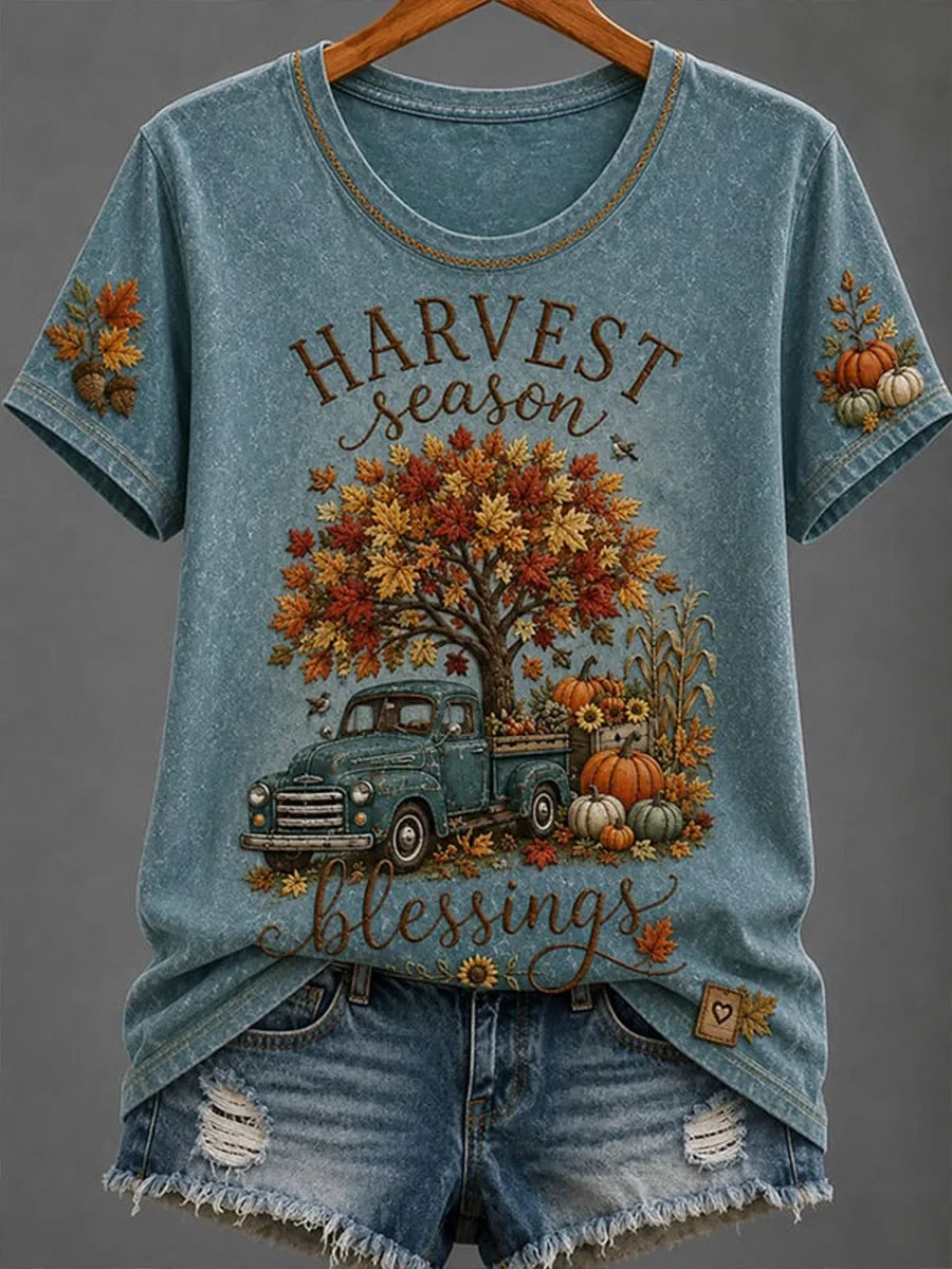 Harvest Season Blessing T-Shirt Trendy Autumn Outfits Gift Ideas For Girlfriend - Merchluma