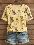 Floral Yorkie T-Shirt Adorable Dog Shirt Birthday Gift For Yorkie Lovers - Merchluma