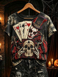 Skeleton Poker Playing Cards Shirt Gothic Skull T-Shirt Best Halloween Gift For Her - Merchluma