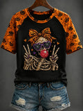 Skeleton Girl Peace Sign Halloween Shirt Spooky Skeleton Bubble Gum T-Shirt Halloween Gifts - Merchluma