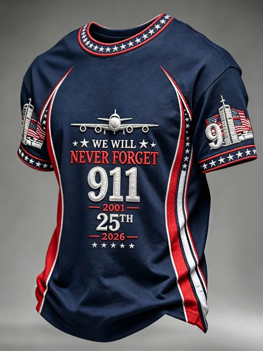 We Will Never Forget 9 11 25th Anniversary T-Shirt 2026 Patriotic Apparel Memorial Gifts - Merchluma