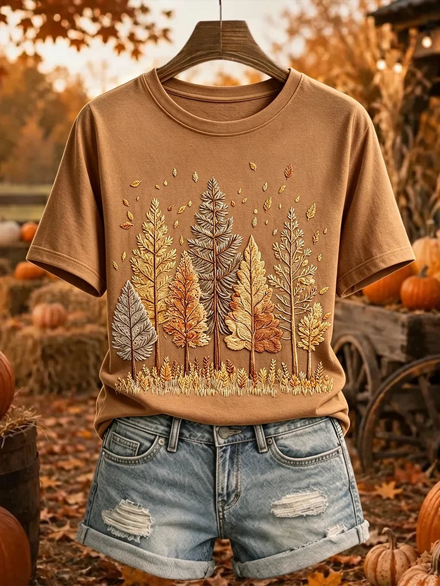 Vintage Fall Trees T-Shirt Cute Autumn Outfits Unique Gifts For Mothers - Merchluma