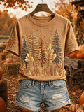 Vintage Fall Trees T-Shirt Autumn Casual Clothes Best Gift For Women - Merchluma