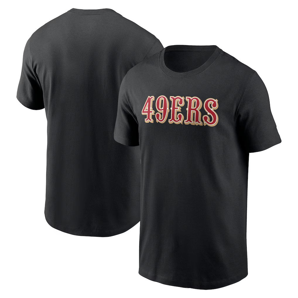 San Francisco 49ers Merch 2026 SF 49ers Primetime Wordmark Essential T-Shirt Black Fan Apparel - Merchluma