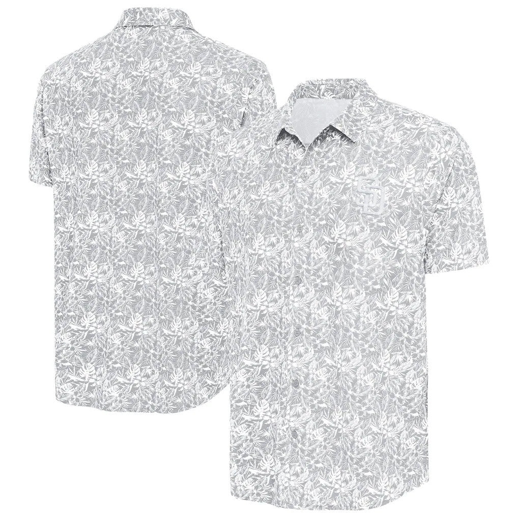 San Diego Padres Merch 2026 San Diego Padres Antigua Resort Hawaiian Shirt Gray Gift For Him - Merchluma
