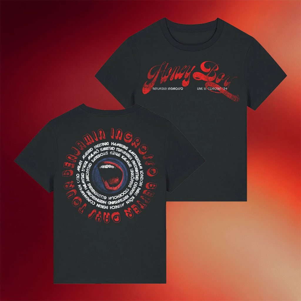 Benjamin Ingrosso Merch 2026 Honey Boy Europe Sweden Tour Black T-Shirt Gift For Music Fans - Merchluma
