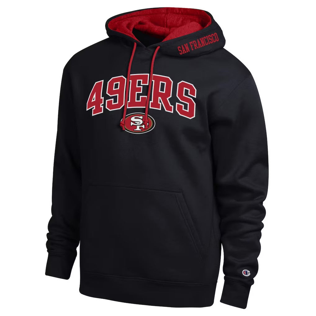 San Francisco 49ers Merch 2026 SF 49ers Champion Contrast Hoodie Black Gift For Football Fans - Merchluma
