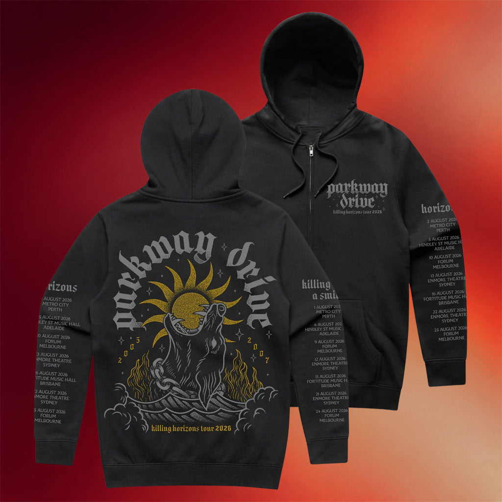 Parkway Drive Rock Merch 2026 Killing Horizons Wolf Tour Zip Hoodie Best Gift For Band Fans - Merchluma