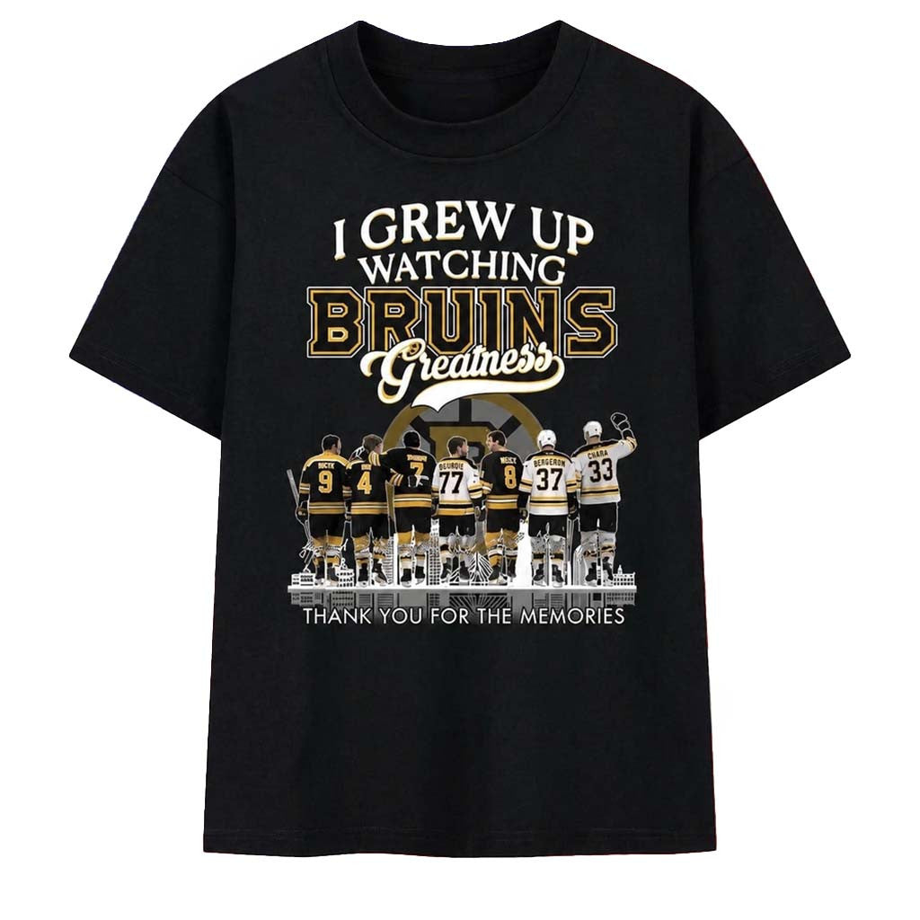 I Grew Up Watching Bruins Greatness Thank You For The Memories 2026 Shirt Bruins Hockey Merch - Merchluma