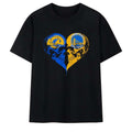 Los Angeles Rams X Golden State Warriors Skulls Face To Face Heart Shape T-Shirt Fan Merch - Merchluma