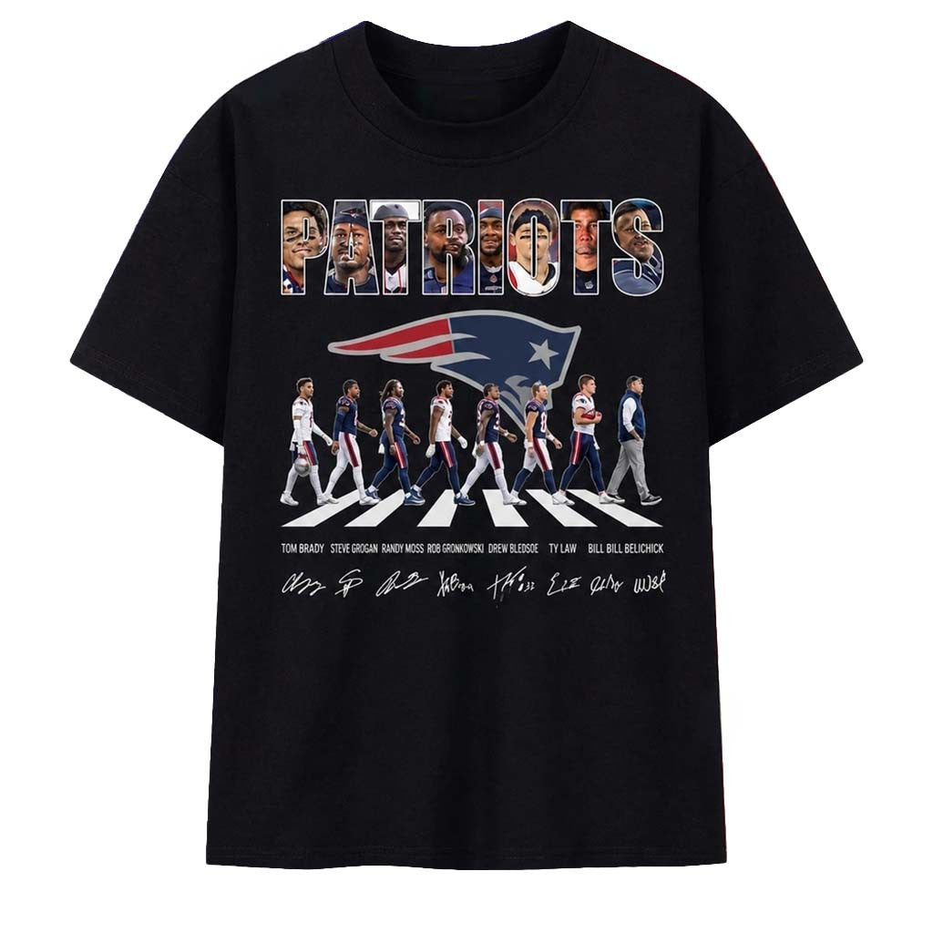 New England Patriots Abbey Road Legends Tom Brady Signatures 2026 T-Shirt NE Patriots Merch - Merchluma