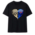 New Orleans Saints X New Orleans Pelicans Skulls Face To Face Heart Shape T-Shirt Fan Merch - Merchluma