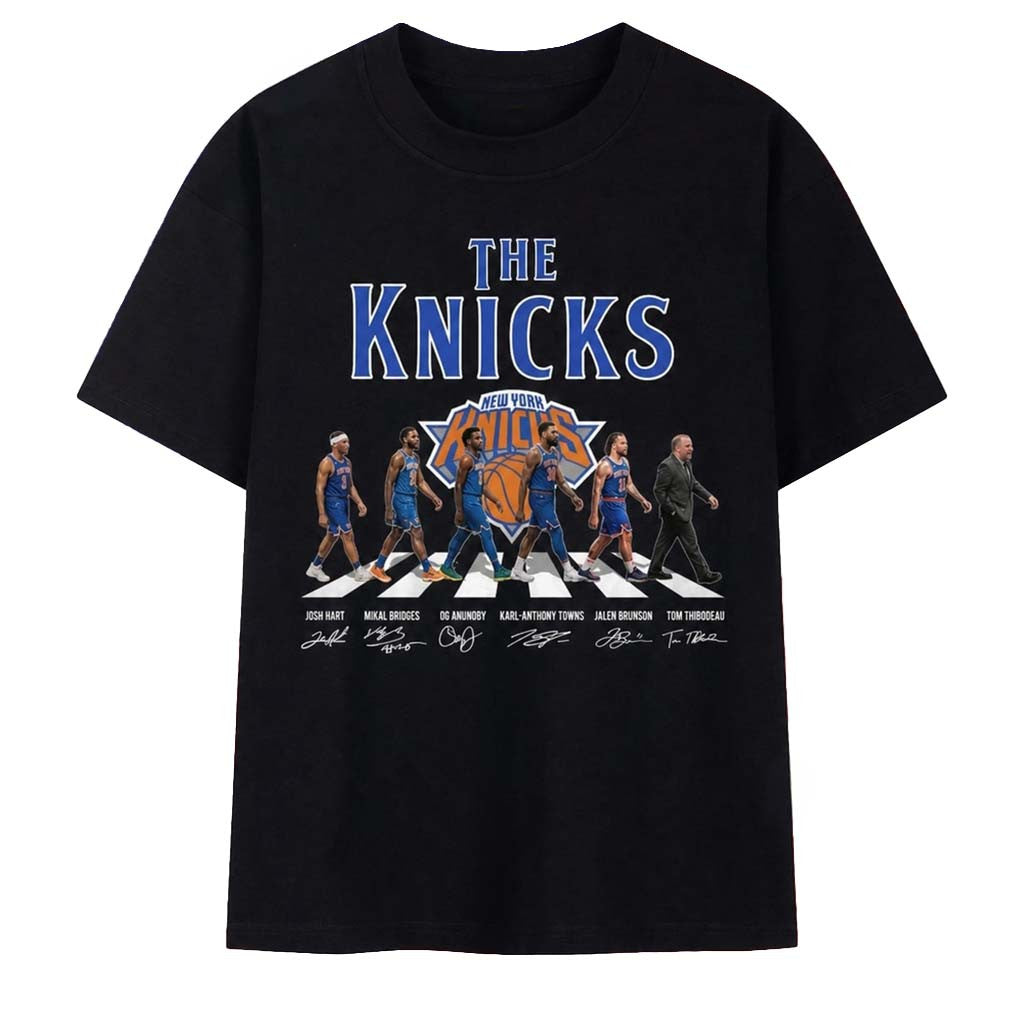 New York Knicks Abbey Road Basketball Team Players Signatures Shirt NY Knicks Merch Fan Gifts - Merchluma