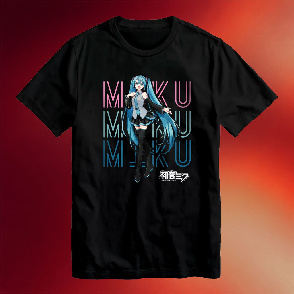 Hatsune Miku Merch 2026 Hatsune Miku Neon Sign Black T-Shirt Anime Gift For Music Lovers - Merchluma
