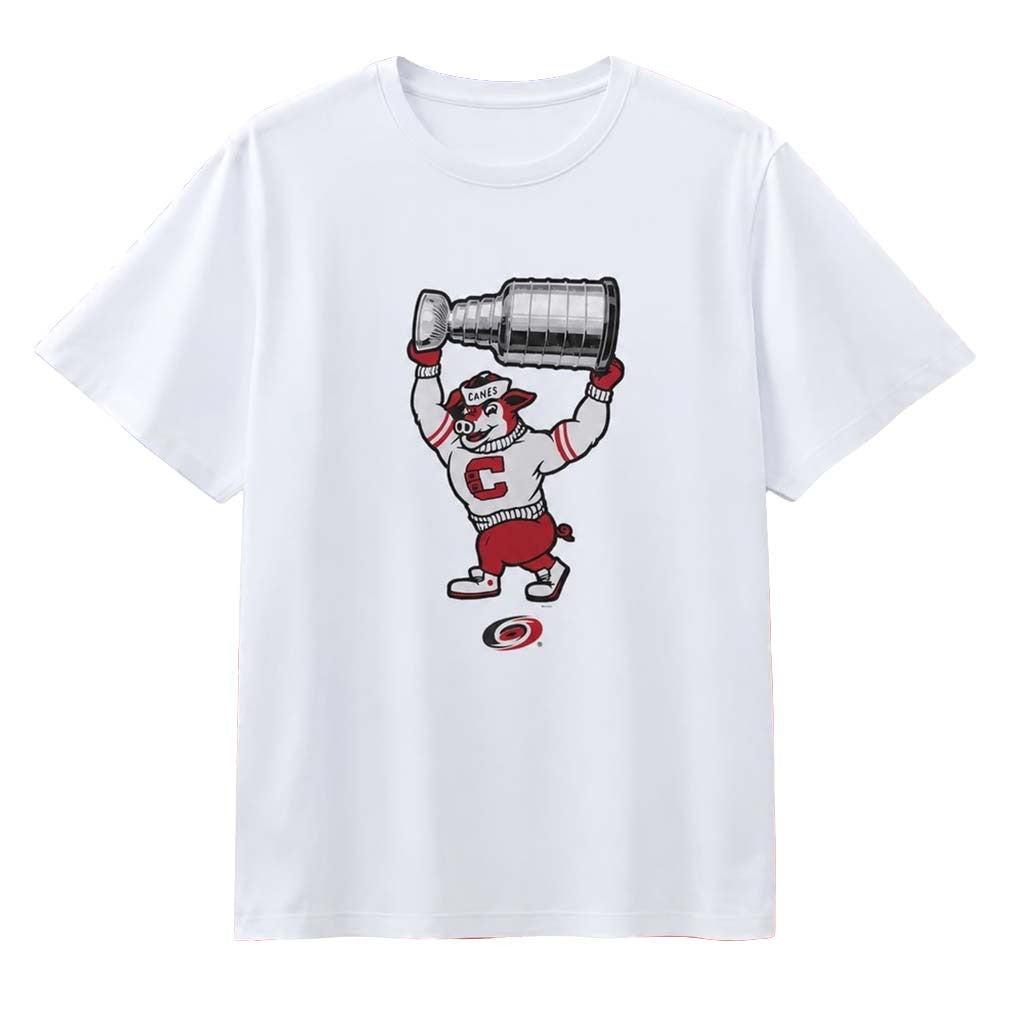 Carolina Hurricanes Stormy Mascot Holding The Stanley Cup T-Shirt Hurricanes Merch Hockey Gifts - Merchluma