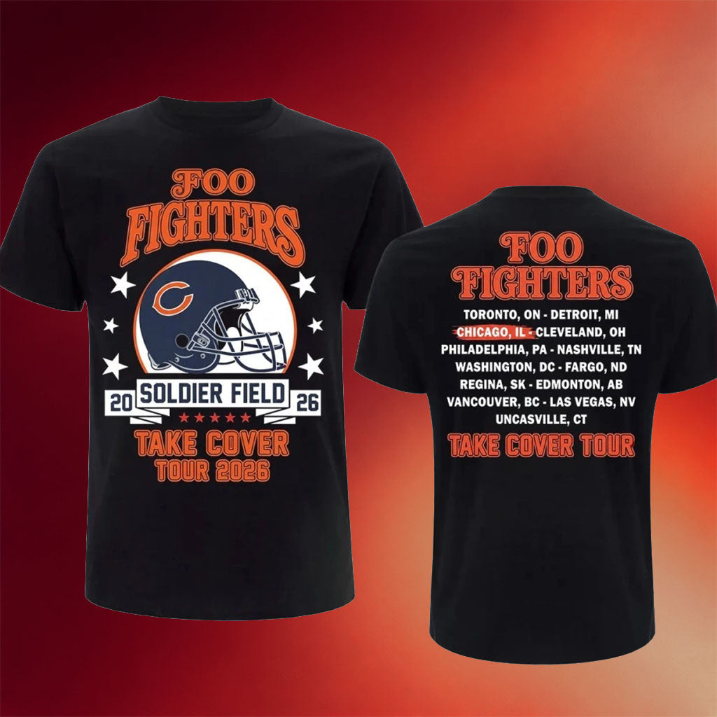 Foo Fighters Chicago Concert Merch Take Cover Tour 2026 T-Shirt Soldier Field Rock Band Merch - Merchluma