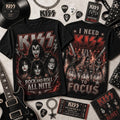 KISS Band Merch 2026 I Need Kiss To Focus T-Shirt Rock And Roll All Nite Shirt Fan Gifts - Merchluma