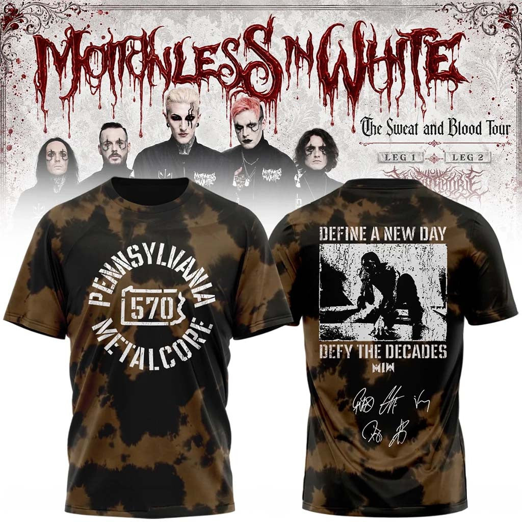 Motionless In White The Sweat And Blood Tour 2026 Signature T-Shirt MIW Merch Gift For Band Fan - Merchluma